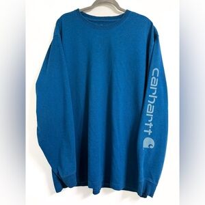 Carhartt Long Sleeve Logo Tee Blue Original Fit XL Utility
